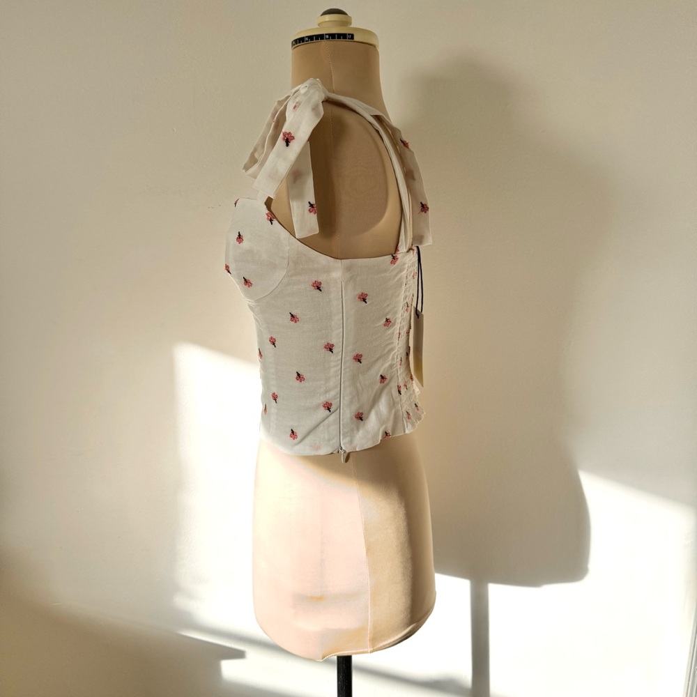 NWT Kourt Floral White Tie Strap Bustier Corset Top sz XS / 2 - Picture 5 of 16